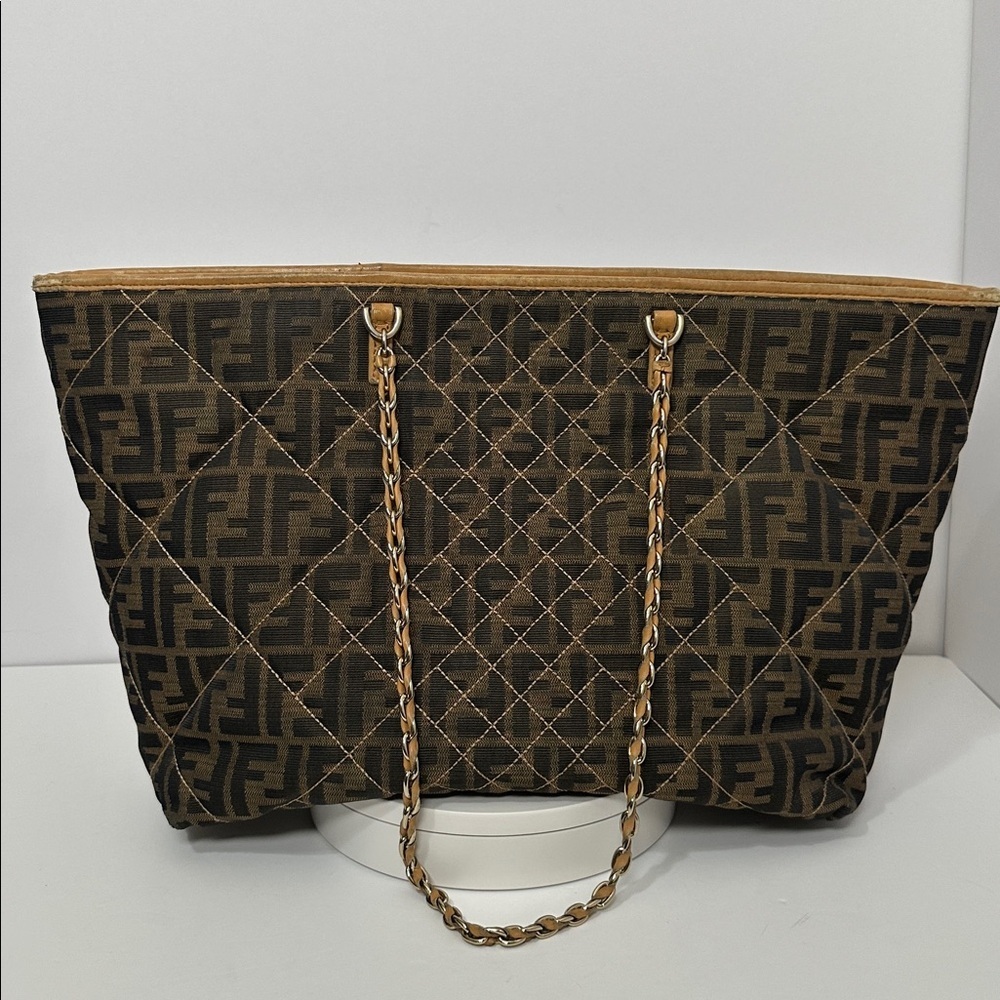💯Authentic Fendi Brown Zucca Quilted Nylon Large Roll Tote🍀 - Picture 17 of 17